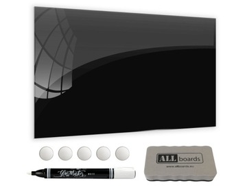 TABLICA magnetyczna szklana CZARNA 100x80 + magnesy neodymowe akcesoria