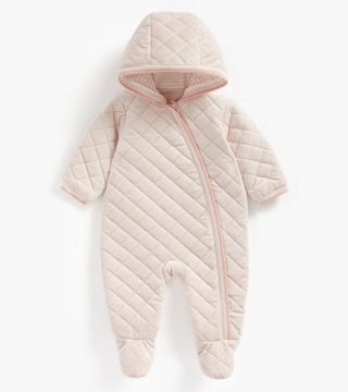 MOTHERCARE Kombinezon lekko ocieplany Welurowy RÓŻOWY 6.5 kg/ 62 / 1-3 m