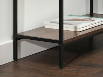 ДЕРЕВЯННАЯ НАСТЕННАЯ КОНСОЛЬ С ПОЛКАМИ ФРИДА ОРЕХ ЧЕРНАЯ МЕТАЛЛИЧЕСКАЯ ОСНОВА