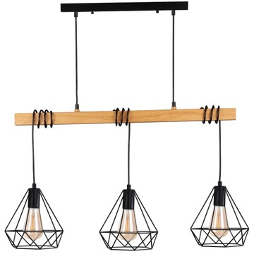 VIGO WOOD 3xE27 lampa wisząca czarna