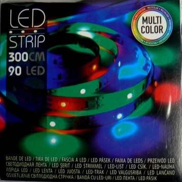 TAŚMA LED 3M NA BATERIE 90 LED MULTIKOLOR