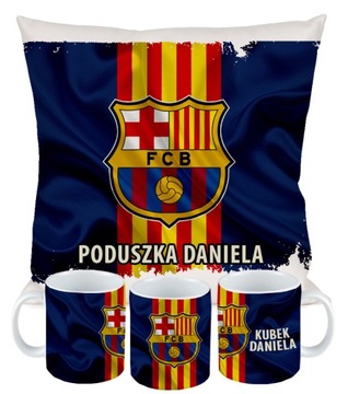 ZESTAW PODUSZKA KUBEKFC BARCELONA MESSI DLA KIBICA PREZENT + IMIĘ WZORY