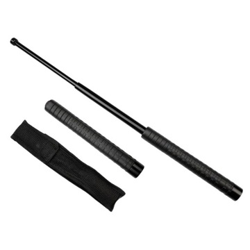 PAŁKA TELESKOPOWA BATON POLICYJNA 52 CM + POKROWIEC CZARNA MOCNA