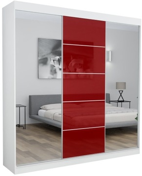 SZAFA PRZESUWNA GARDEROBA - 3D1L MARBELLA 240 CM BIAŁA LUSTRO+LACOBEL