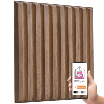 PANELE Dekoracyjne 3D Ścienne KASETON DREWNO 50x50 Twardy BoHome LAMELA