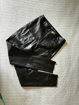 Zara legginsy eko skóra spodnie czarne s 36 modne wiosna