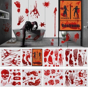 8шт Хэллоуин декоративные наклейки с кровавыми отпечатками рук и ног