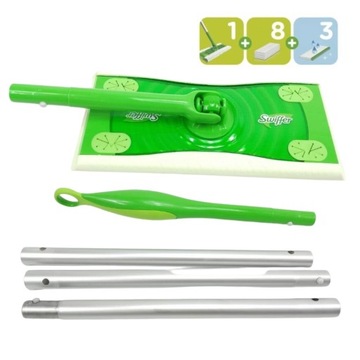 Стартовый набор швабр SWIFFER, 11 вставок, зеленый для сухой и влажной уборки