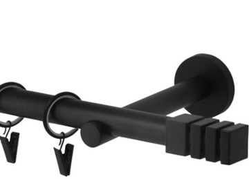 Karnisz pojedynczy 220 cm fi 19 metal czarny kółka