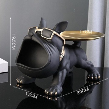 PREZENT NA PARAPETÓWKĘ BULDOG FIGURKA DEKORACJA MISA NA KLUCZE Z TACĄ