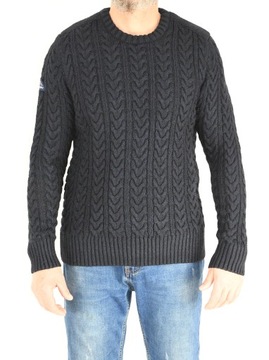 Superdry grubszy SWETER z wełną, SPLOTY, melanż- M