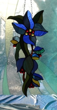Витраж Тиффани «Райский цветок» синий
