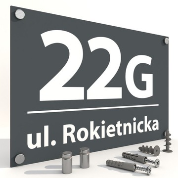 Tabliczka tablica ADRESOWA numer domu na dom ALUMINIOWA 30x20 cm + DYSTANSE