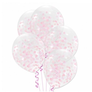 Balony z konfetti RÓŻOWE PASTEL 5 szt hel BALON