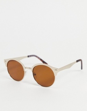 New Look Okrągłe metalowe okulary przeciwsłoneczne