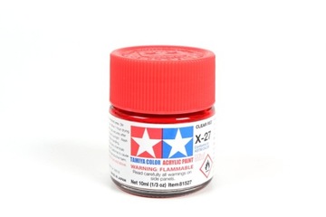 MODELARSKA FARBA AKRYLOWA CZERWONA TRANSPARENTNA TAMIYA 10ml X-27 CLEAR RED