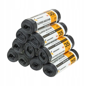 ПРОЧНЫЕ ПАКЕТЫ ДЛЯ МУСОРА ДЛЯ БАНКА, ТОЛСТЫЕ, ЧЕРНЫЕ, 35Л, 15 ШТ, ПЛЕНКА ПВД