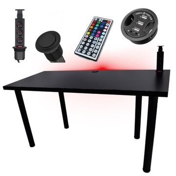 BIURKO GAMINGOWE LED PRZEPUST GNIAZDO PRODUCENT