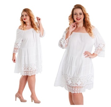 Sukienka hiszpanka oversize z koronką plus size