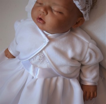 Бело-розовое флисовое болеро на КРЕЩЕНИЕ 62/68