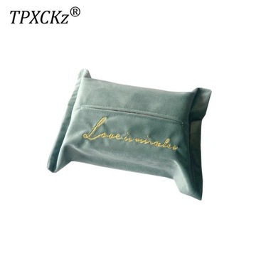 TPXCKz Крышка коробки для салфеток Бархатная коробка для носового платка с вышивкой Держатель для салфеток