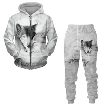 Bluza z kapturem z kapturem z nadrukiem 3D Animal wolf dla dwojga