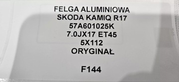 DISK HLINÍK SKODA KAMIQ R17 17X7.0 ET45 5X112