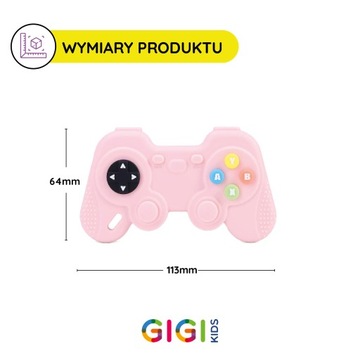 Gryzak silikonowy ząbkowanie GAMEPAD róż+niebieski