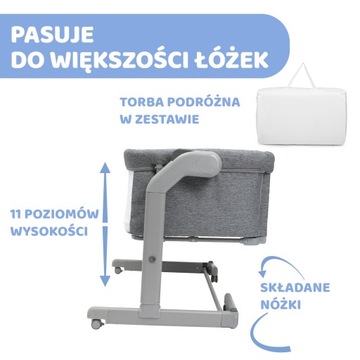 Приставная кровать Next2Me Magic EVO Chicco Grey Mist