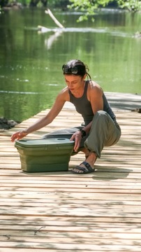 Складная корзина силиконовая корзина с ручками 16л.