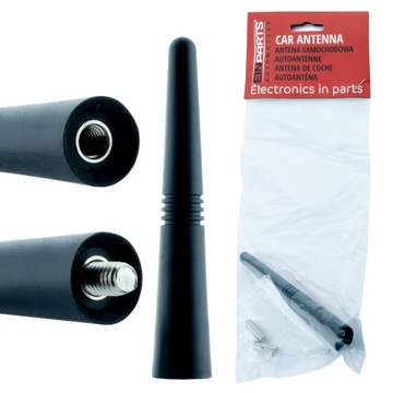 UNIWERSALNA ANTENA SAMOCHODOWA AM/FM MASZT BAT KRÓTKA 9CM +ADAPTER M4/M5