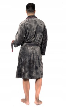 ROGER L мужской халат, мягкий, теплый, серый, плотный