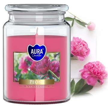 DUŻA Świeca Zapachowa w Szkle PIWONIA PEONY kwiatowa świeczka W SŁOIKU 100H
