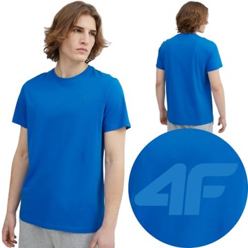 T-SHIRT 4F MĘSKI KOSZULKA KRÓTKI RĘKAW BAWEŁNIANA REGULAR GŁADKA r. L