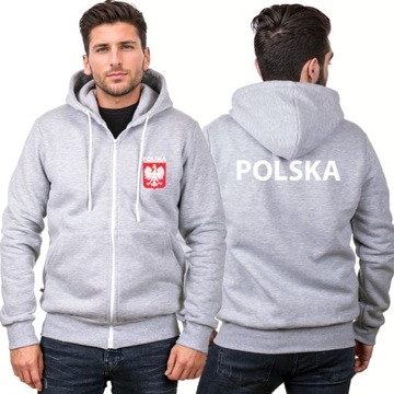 Bluza kibica reprezentacji Polski szara, bluza patriotyczna z kapturem - L