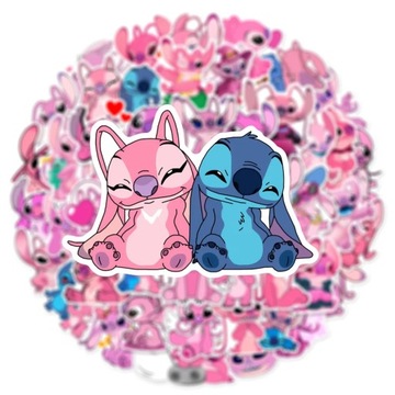 Naklejki Lilo i Stitch Disney Klasyczne Różowe 50 sztuk