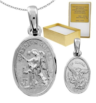 СЕРЕБРЯНАЯ МЕДАЛЬ СВЯТОГО МИХАИЛА АНГЕЛ-ХРАНИТЕЛЬ 925 ЦЕПЕЙ