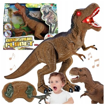 DINOZAUR TYRANOZAUR ZDALNIE STEROWANY ŚWIATŁO DŹWIĘK CHODZI RYCZY DUŻY RC