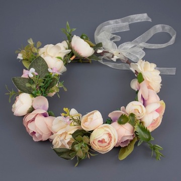 БОХО венок на голову, цветы, КРЕМОВАЯ свадьба, ПИОНЫ