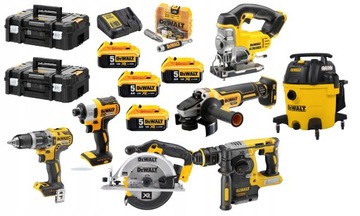 DEWALT ZESTAW COMBO 6SZT NARZĘDZI 4X5AH 18V LI-ION + ODKURZACZ DEWALT