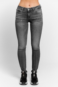 GUESS - szare jeansy damskie z brokatem 30/30