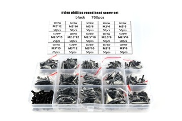 Набор нейлоновых винтов, 700 шт., ЧЕРНЫЙ