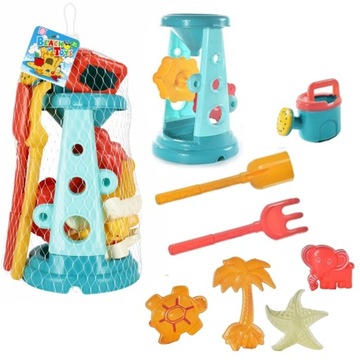 MŁYNEK Z SITKIEM + FOREMKI KONEWKA SZPADEL ŁOPATKA 8 EL