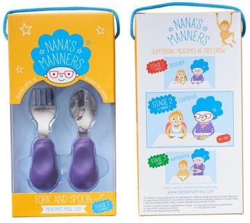 ЭРГОНОМИЧНЫЕ детские столовые приборы, удобные в использовании, фиолетовые NANA'S MANNERS