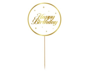 Topper Happy Birthday okrągły biały