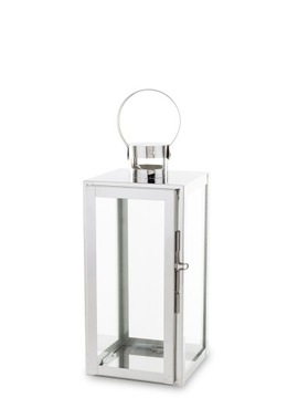 LATARNIA METALOWA SREBRNA LAMPION GLAMOUR DEKORACJ
