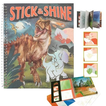 SZKICOWNIK KOLOROWANKA DINO WORLD T-REX BROKATOWE FOLIE+ NAKLEJKI TATUAŻE
