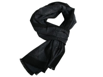 SZALIK MĘSKI WISKOZA - CZARNY Z SZARYM WZÓR (W84)