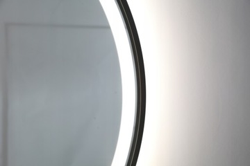 КРУГЛОЕ ЧЕРНОЕ ЗЕРКАЛО С LED В РАМКЕ 70 СМ ДЛЯ ВАННОЙ С ПЕСКОСТРУЙНОЙ ОБРАБОТКОЙ