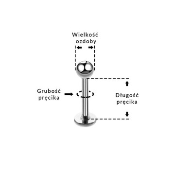 Лабретка с шариком Сталь Ч. 316L размер 1,2/6/3